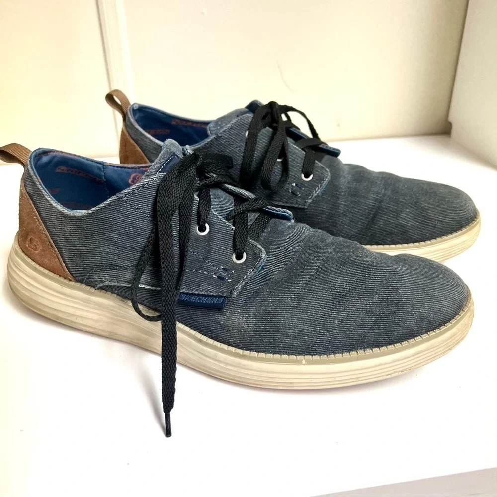 Skechers Status 2.0 Pexton Canvas Denim Sneaker Shoes Men's size 13